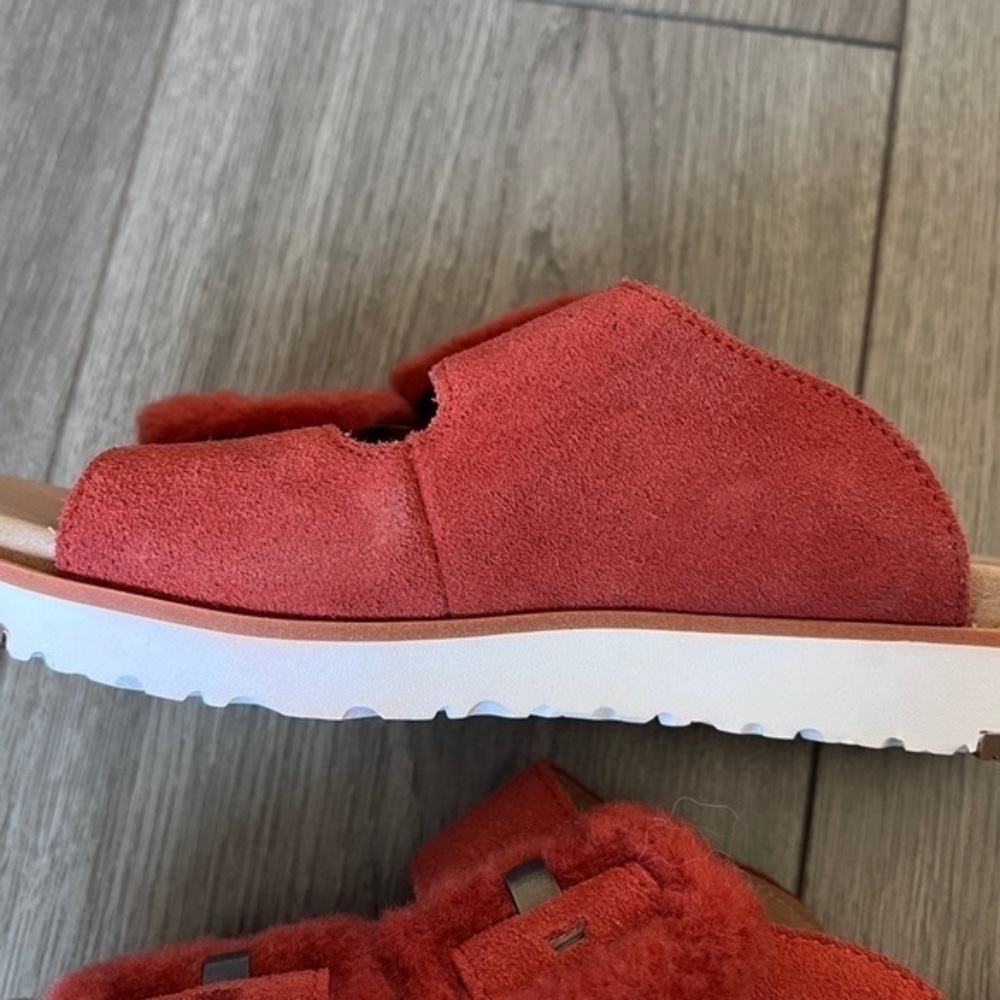 UGG Fluff Indio Flat Sandal In Red Rock Size US 5 - Picture 5 of 12